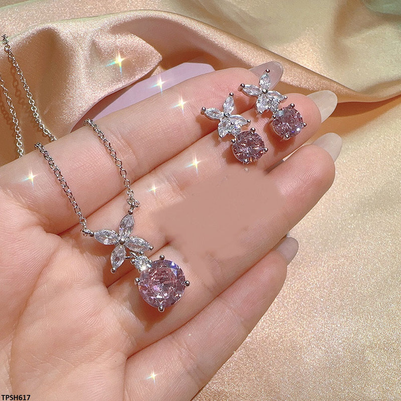 Marquise Round Drop Zircon Pendant Set