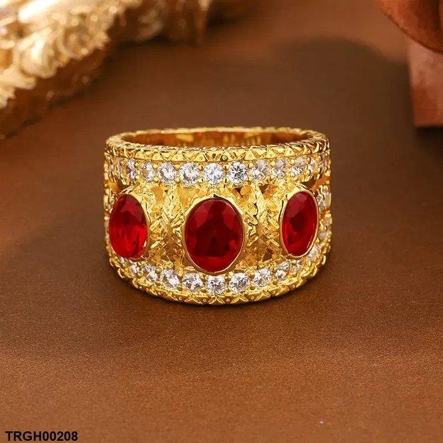 Oval Red Stone Zircon Ring