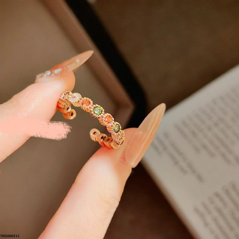 Round Multi Stone Zircon Adjustable Ring