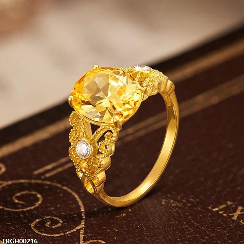 Oval Zircon Stone Ring Adjustable