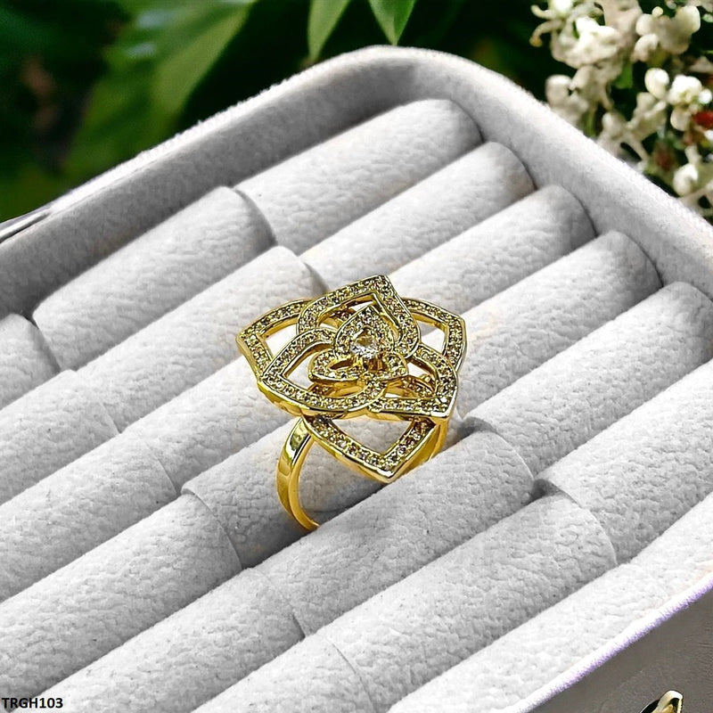 Yxg Leaf Flower Ring Adjustable