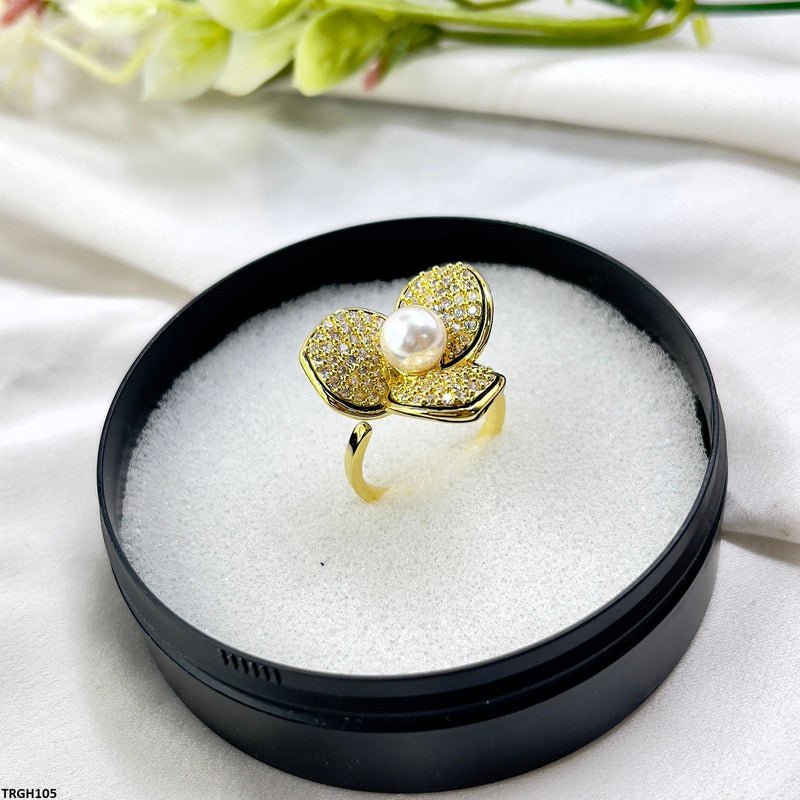 Yxg Pearl Flower Ring Adjustable