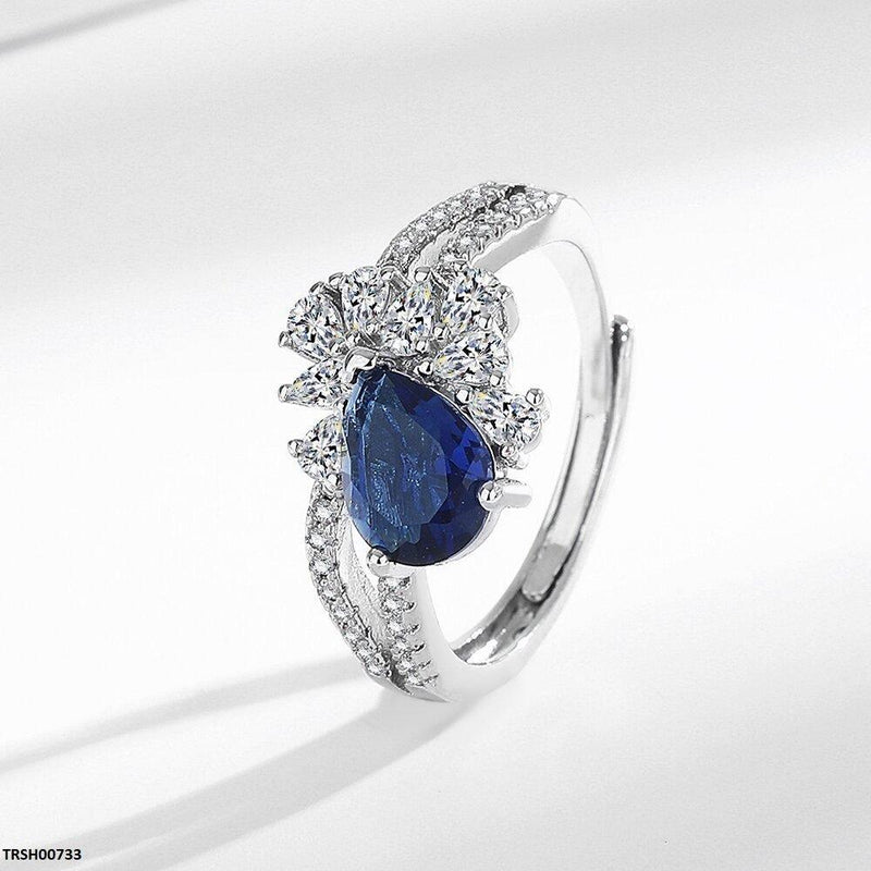 Blue Tear Curved Ring Adjustable