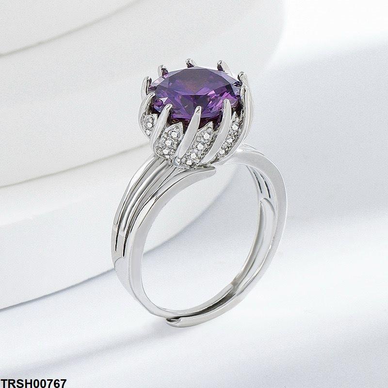 Round Purple Stone Ring Adjustable