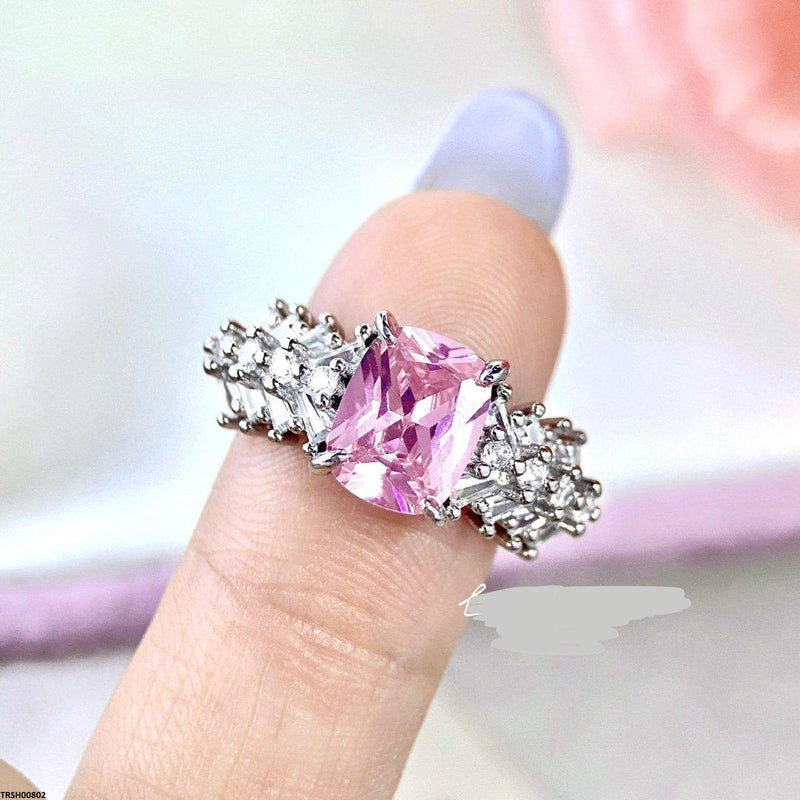 Pink Cushion Adjustable Ring