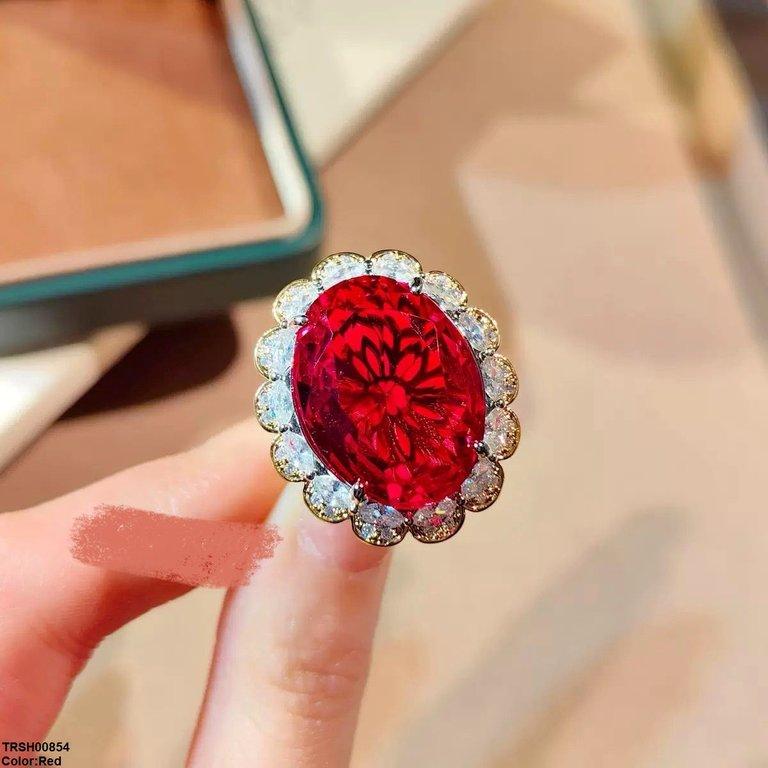 Oval Zircon Ring Adjustable