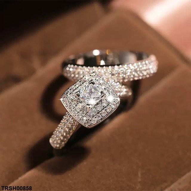 Square Couple Zircon Ring