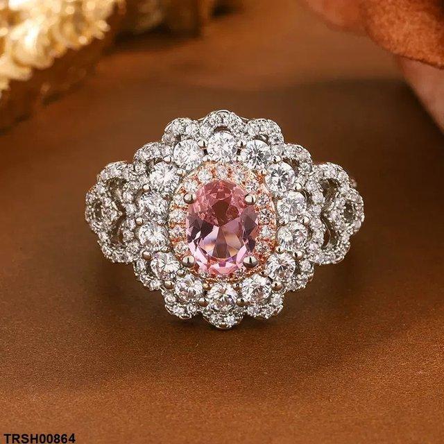 Oval Flower Zircon Ring