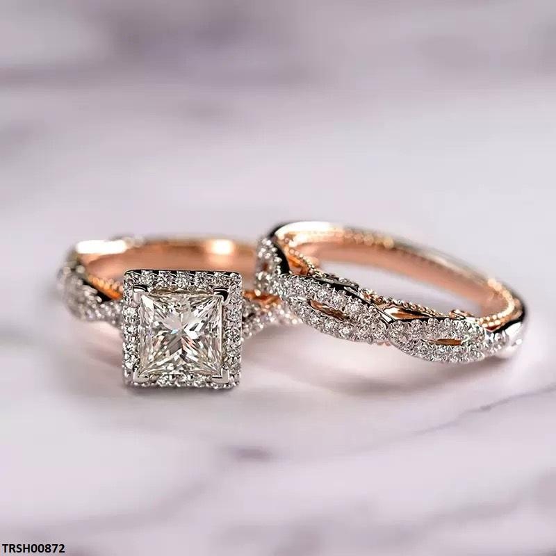Square Stone Double Ring