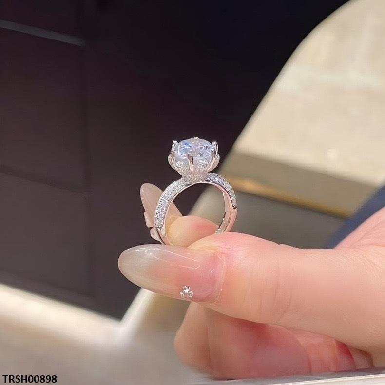 Round Zircon Stone Ring Adjustable