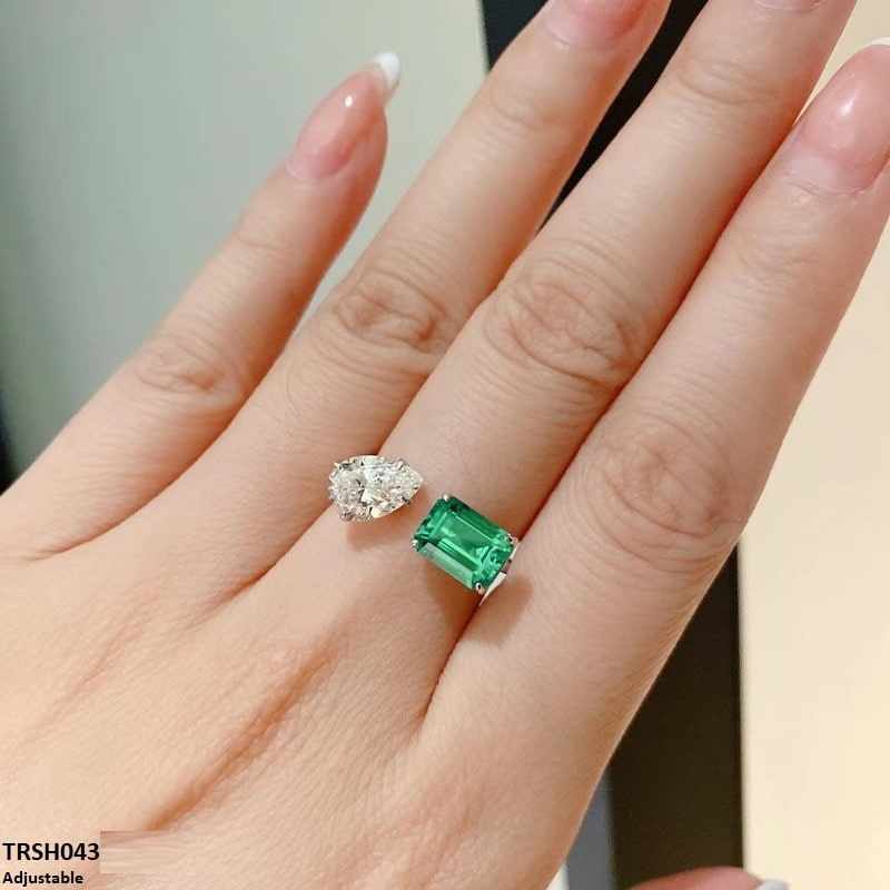 Pear & Rectangle Adjustable Ring