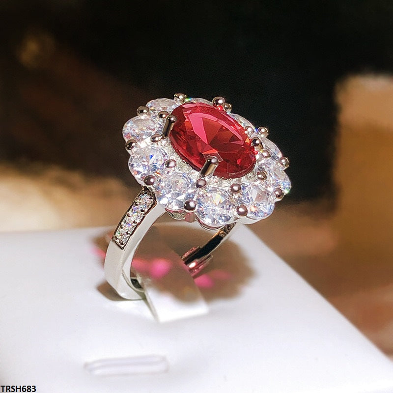 Red Oval Stone Zircon Ring