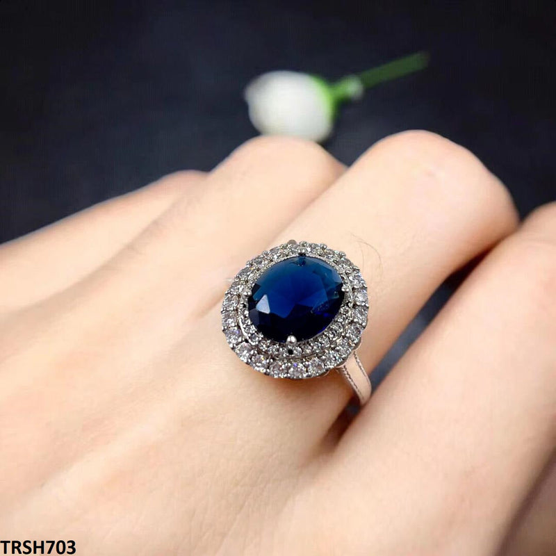 TRSH703 Blx Oval Layered Ring Adjustable